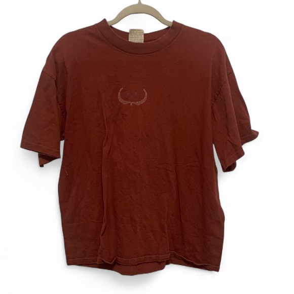 Vintage Tops - Vintage Messino Orange Red Logo Graphic Short Sleeve Tee Shirt